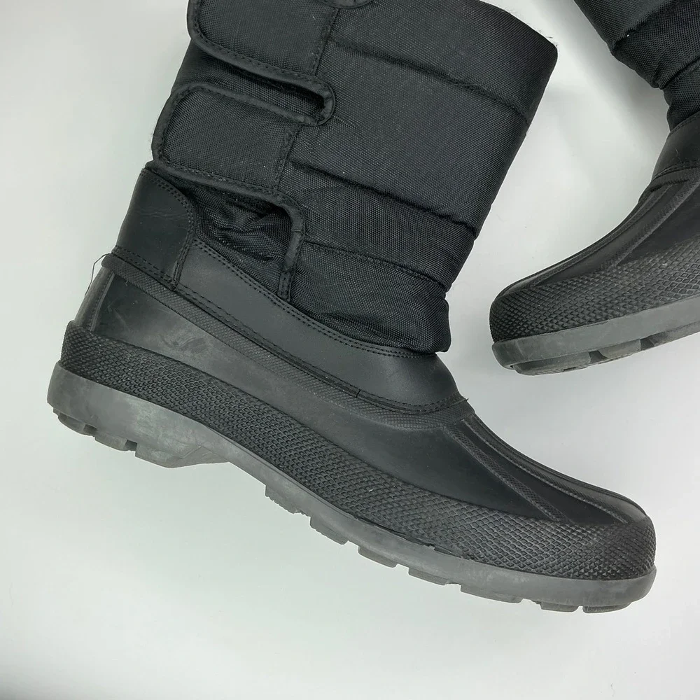Black Snow Boots Mens Size 9 Insulated Waterproof Shell Hook and Loop HB22001